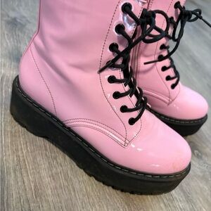 Steve Madden Pink Platform Lace-Up Boots